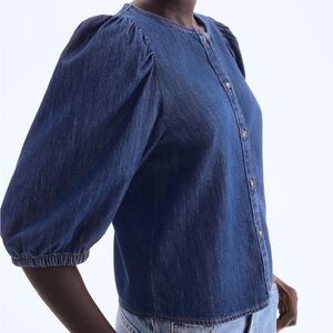 NWT H&M Denim Puff Sleeve Shirt